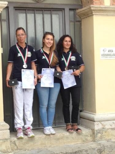 Finali Camp. Italiani 300 mt Colle Val d'Elsa 2016  Podio AL3P Donne tutto candelese (da sx Macali F - De Gasperis A - Marrese L)
